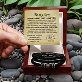 Gifts for Son, Men’s Cross Leather Bracelet, Inspirational Jewelry for Everyday Wear, To My Dear Son